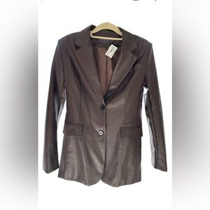 Blazer in gorgeous chocolate brown - XS tailored look, vegan leather
